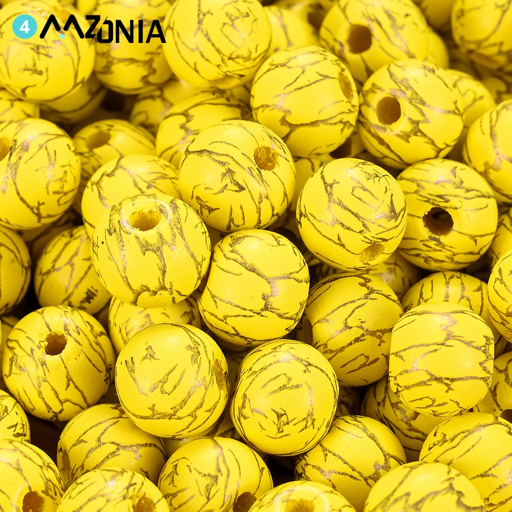 Leopard Pattern Natural Wood Beads - 10mm Dyed Spacer Beads for DIY Jewelry and Bracelet Accessories