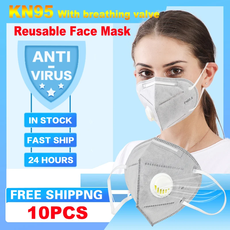 

6 Layers N95 N99 KN95 Mask PM2.5 Mouth Cover Dust Masks Breathing Valve Folding Non-woven Reusable Anti-Dust Masks