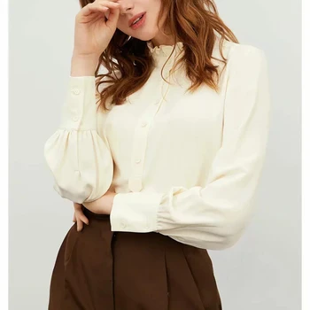 

ZA 2020 new spring blouse shirt women white chiffon ruffle neck tops Casual vintage ladies blouse female woman clothes