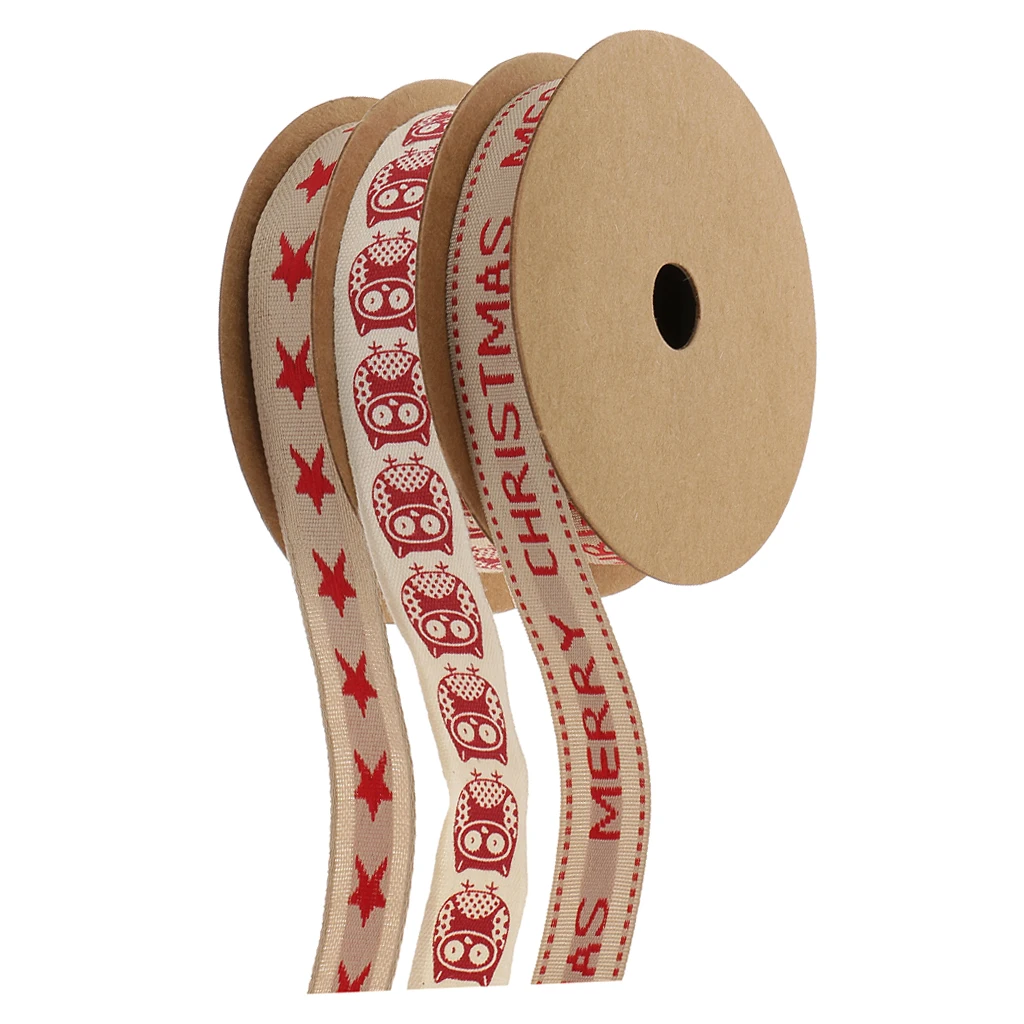 9 Meters Cotton Ribbons Fabric Trim for Xmas Christmas Gift Wrapping for Sewing Crafts Decoration