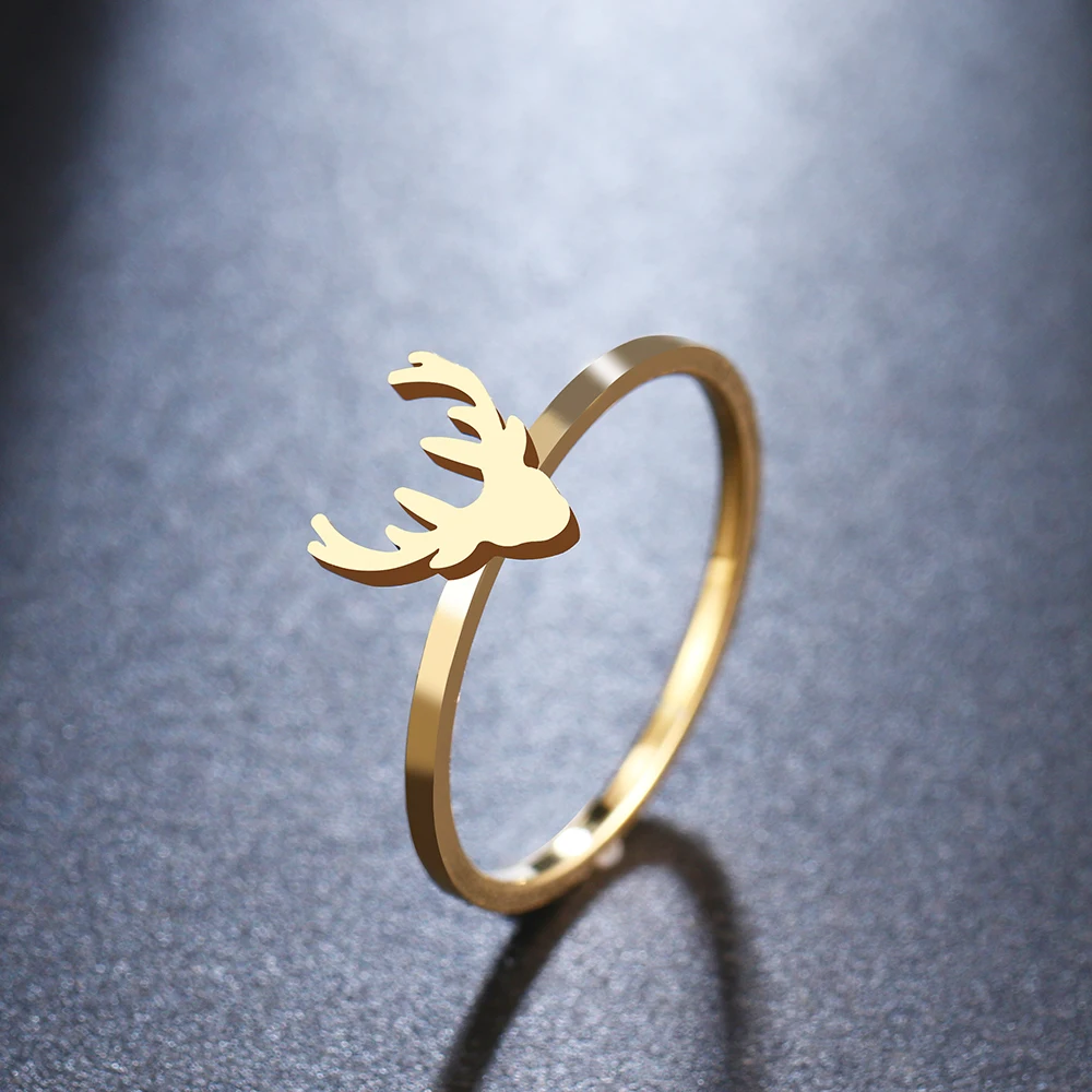 DOTIFI для женщин кольца 316L индивидуальная из нержавеющей стали голова оленя кольцо