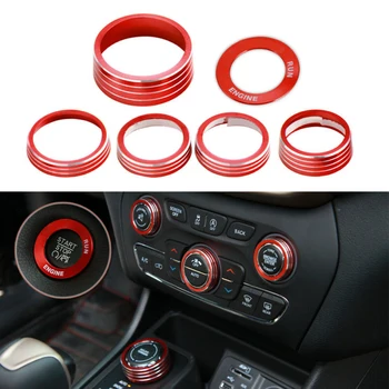 

6pcs Switch Engine Button Start Stop Ring For Jeep Cherokee 2014-2020 Red