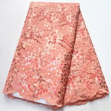

Nigerian handcut organza Lace 2020 high quality New Arrival African French tulle Lace Fabric embroidered sequence Lace Fabric