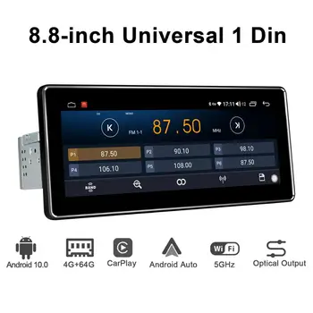 

Android 10.0 Car Radio 8.8 inch universal stereo 4GB RAM&64GB ROM GPS Navi IPS1280*480 DSP display support 4G/Fast Boot/Carplay