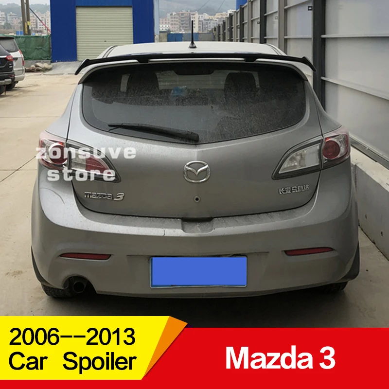 Использовать для mazda 3 хэтчбек спойлер 2006-2013 год глянцевое углеродное волокно/FRP заднее крыло крыла спортивные аксессуары