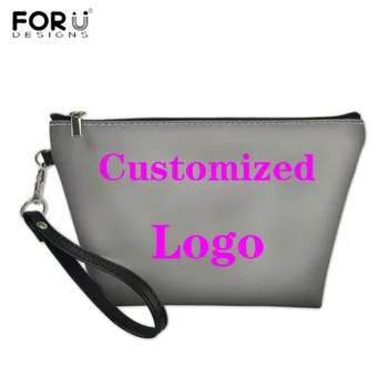 

FORUDESIGNS Custom Your Logo Pattern Cosmetic Bags Women Travel Makeup Case Toiletry Organizer Holder Beauty Zipper Girl