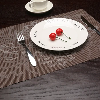 

modern 2/4/6pcs set Kitchen Table Mats Placemat Brown Frame Pattern PVC Table Nil Decorative Placemats Insulation Pads