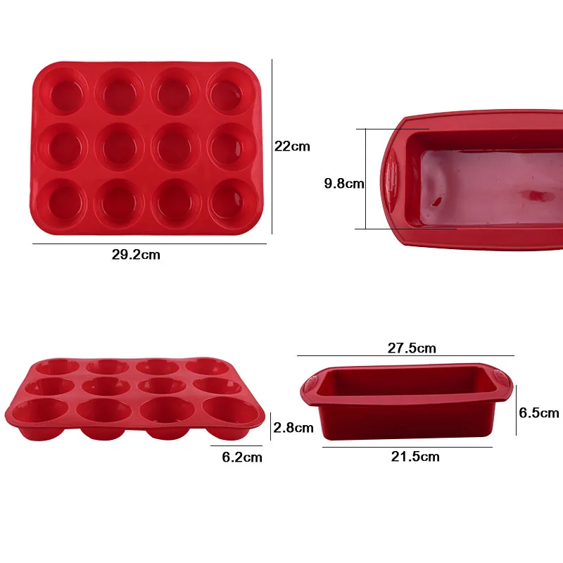 Moldes Silicona Reposteria, 7Pcs Molde Bizcocho Silicona Rectangular,  Antiadherente Pan Molde Para Hornear con 2 guantes resistentes al calor,  cepillo de silicona, rascador para Pan, Pasteles : : Hogar y cocina