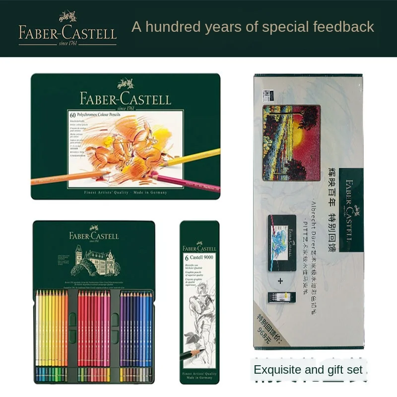 Faber-Castell Faber-Castell 110060 Matite Colorate Oleose Professionali A 60 Colori Scatola Verde + 6 Matite