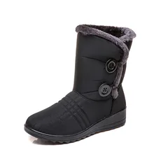 Женские зимние ботинки; теплые плюшевые зимние ботильоны на меху; большие размеры; Женская водонепроницаемая обувь на платформе; женская обувь; Прямая ; B1366