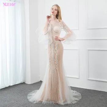 

YQLNNE Collection Couture Mermaid Wedding Dress 2020 Luxury Trumpet Long Sleeve Beadings Bridal Gowns