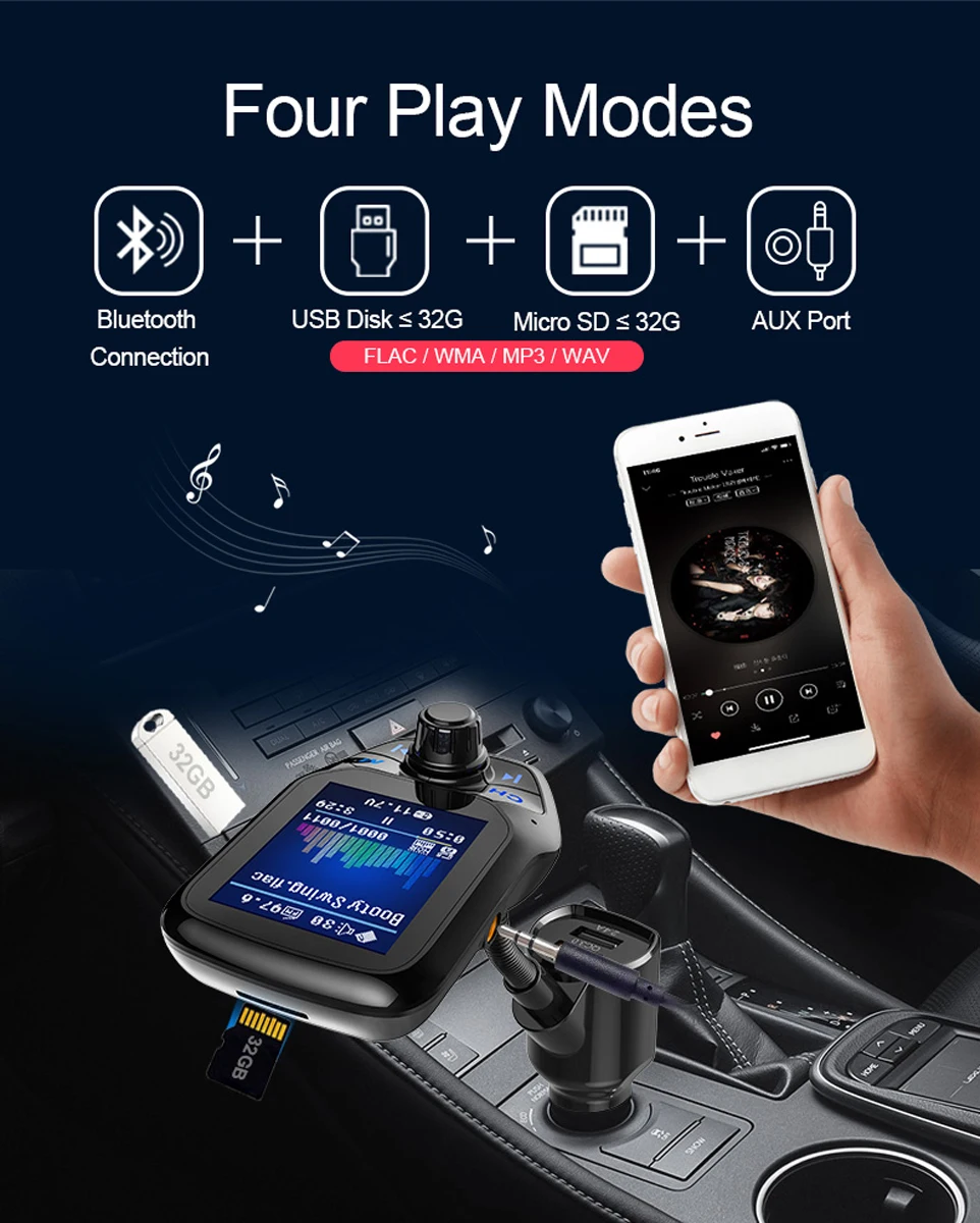 Автомобильный MP3-плеер Bluetooth прикуриватель зарядное устройство ...