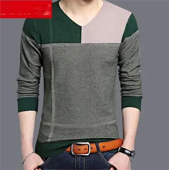 

Pullover Men V Neck Sweater 2018 Autumn Men Long Sleeve Shirt Mens Sweaters Wool Casual Dress Brand Cashmere Knitwear Pull Homme