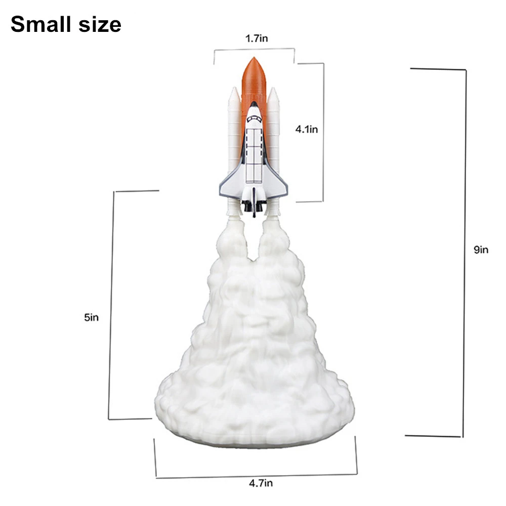 Новейшая дропшиппинг 3D печать космический челнок лампа перезаряжаемая ракетная лампа ночник для любителей пространства украшение комнаты - Испускаемый цвет: 21CM