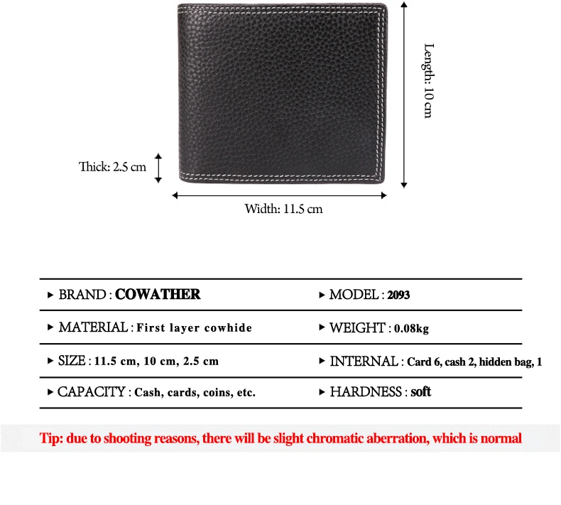 COWATHER кошелек для мужчин высокое качество Коровья натуральная кожа мужской кошелек модный винтажный дизайн короткий воловья кожа кошелек