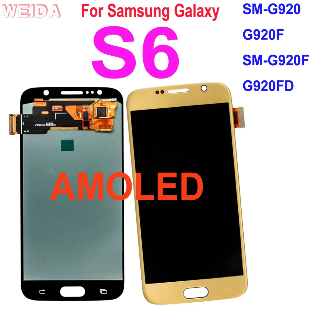 

AMOLED ЖК-дисплей для Samsung Galaxy S6 SM-G920 G920F SM-G920F G920FD ЖК-дисплей сенсорный экран дигитайзер сборка запасные части