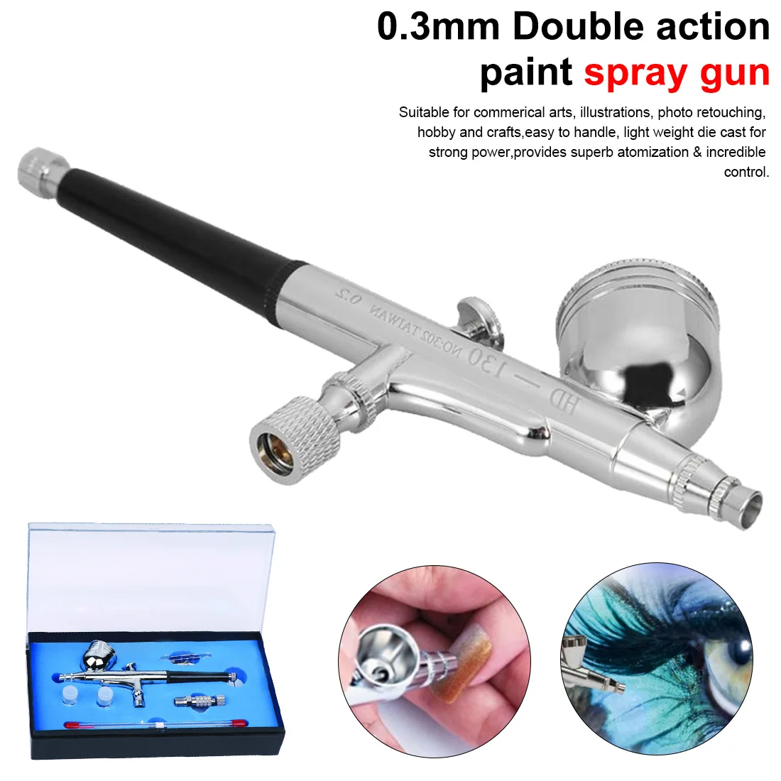 

Needle body Paint Nail Art Body Tattoo 0.2/0.3/0.5mm Dual Action Airbrush Paint Air Brush Spray Gun Sprayer Pen Kit