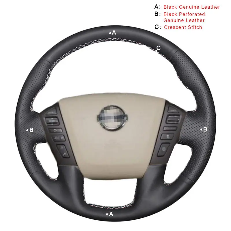 Genuine Leather Авто оплетка на крышке рулевого колеса для Nissan Patrol Armada NV Cargo NV Пассажирский(US) Titan Infiniti QX56 QX80 автомобиль плетение - Название цвета: Genuine Leather