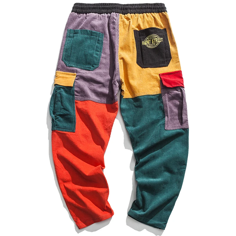 mens corduroy patchwork pants