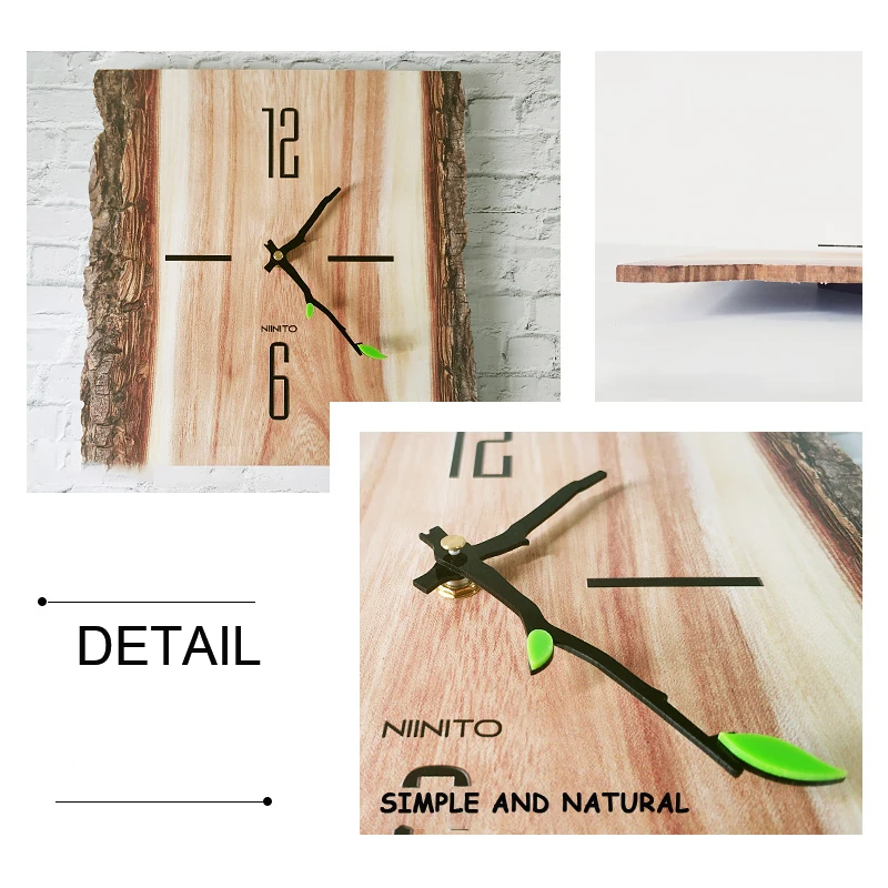 Wall Clock Simple Modern Design Wooden Clocks For Bedroom Wood Wall Watch Home Decor Silent image 5