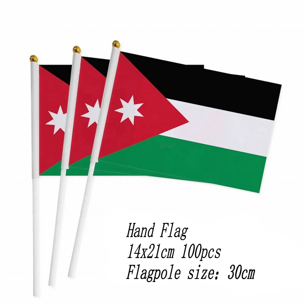 zwjflagshow Jordan Hand Flag 14*21cm 100pcs polyester fabrics Small waving with plastic flagpole for decor | Дом и сад
