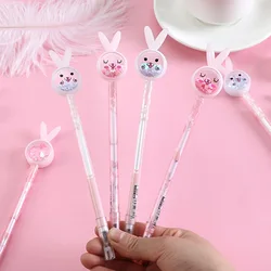 Bolígrafo de Gel con lentejuelas de dibujos animados de conejo, bolígrafo de tinta de carbono negro Kawaii, ideal para regalo, papelería escolar y de oficina, 20 unids/lote