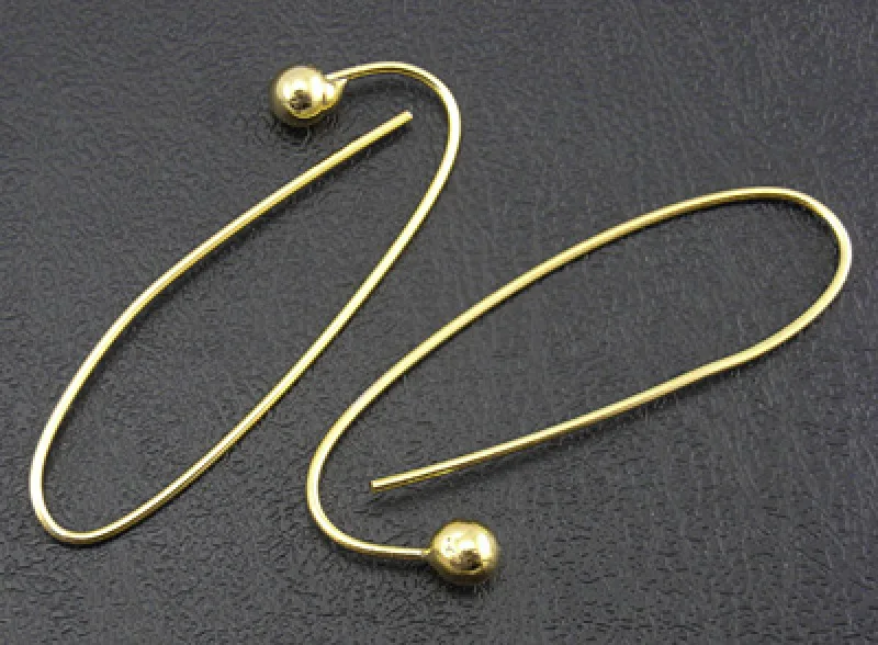 Golden 500 шт. латунные крючки для сережек для изготовления ювелирных аксессуаров DIY принадлежности для сережек Платина золотистого цвета около 15x39x0,8 мм F60 - Цвет: Golden