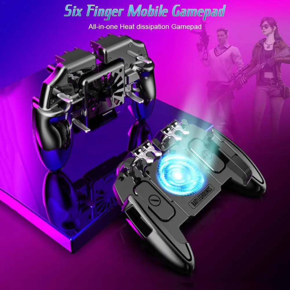  Six Finger Mobile Gamepad Game Controller for PUBG Mobile Phone Game Joystick with Heat Dissipation
