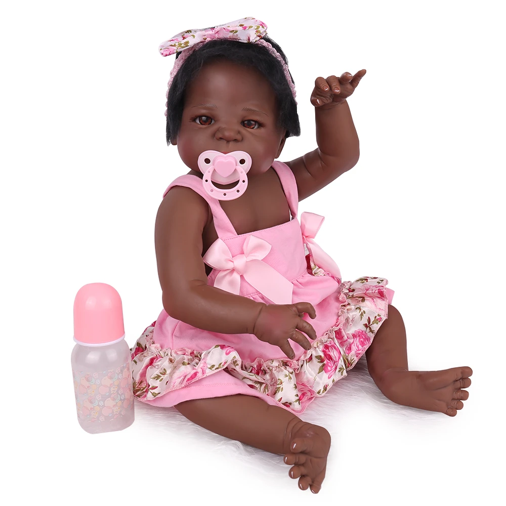 Munecas De Bebe Reborn De 22 Cubierta Negra De Silicona De Vinilo Para Ninas Munecas Aliexpress
