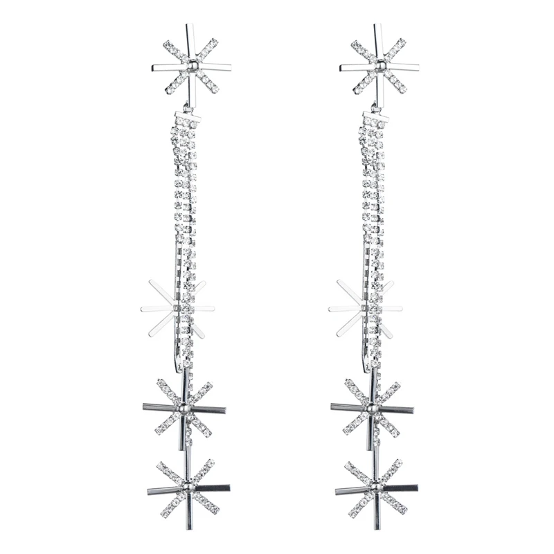 Fashion Crystal Drop Long Tassel Earring Dangle Brinco Ear Stud Oorbellen Trendy Statement Earrings Jewelry SPE482 | Украшения и