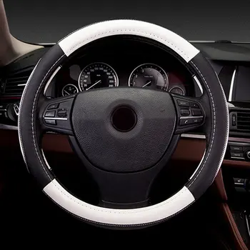 

Sport Leather Car Steering Wheel Cover Fashion Patchwork Universal Car Steering Wheel Cover Car Interior Accessories