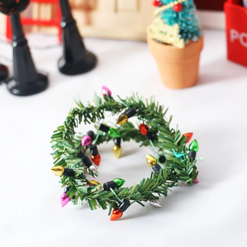 New Arrivals 1/6 1/12Doll House Mini Rattan String Lights Christmas Door Model Holiday Decoration Accessories 2