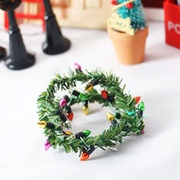 New Arrivals 1/6 1/12Doll House Mini Rattan String Lights Christmas Door Model Holiday Decoration Accessories 2