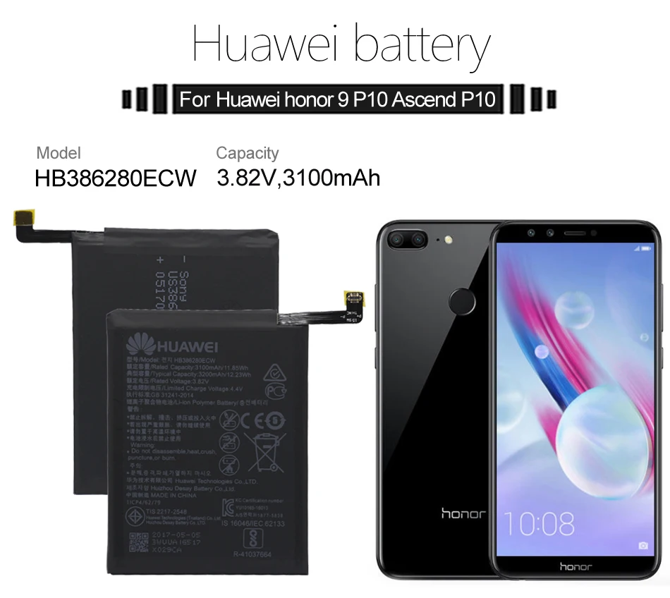 Аккумулятор huawei HB386280ECW для huawei Honor 7 9 P10 P8 Lite для Mate10 Pro P20 Pro HB3742A0EZC+ HB494590EBC HB436486ECW