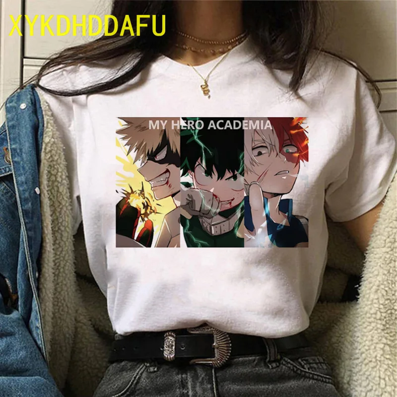 Camiseta de My Hero Academia para mujer, camiseta de dibujos animados de Bakugo Katsuki, Camiseta estampada de Anime, camiseta Harajuku divertida para mujer ulzzang, novedad de verano
