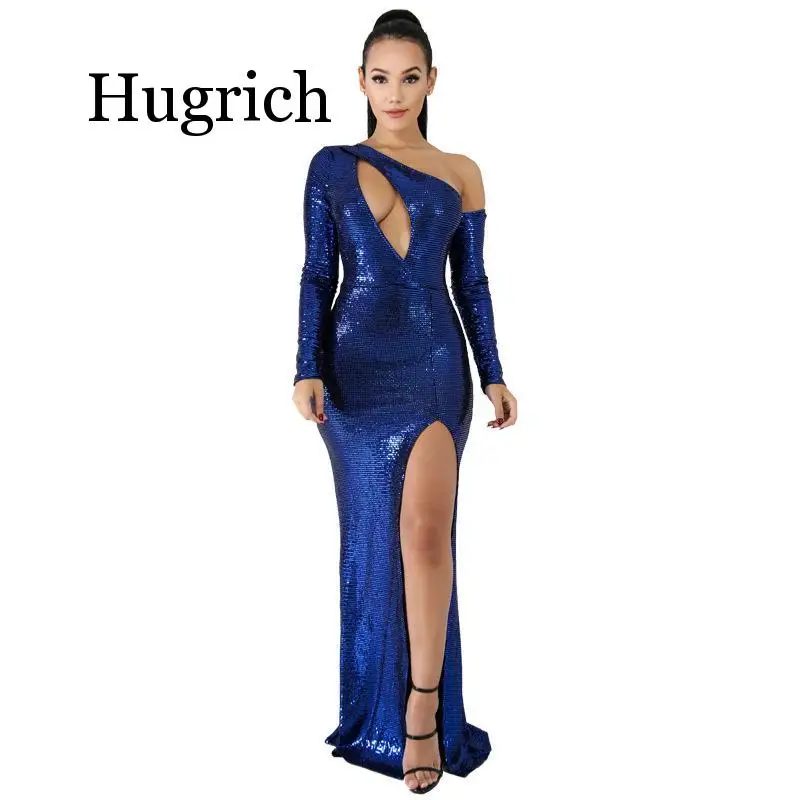 

2020 Women Deep Neck Backless Sequin Dress Girl Formal Party Ball Prom Gown Long Split Dress Christmas Bandage Dress Vestidos