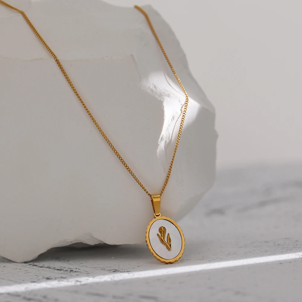 Yhpup الفولاذ المقاوم للصدأ زهرة قلادة قلادة العصر...