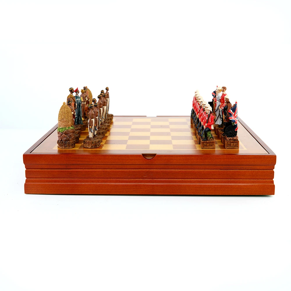 Chess Set With 32 African Zulu War Chess Pieces Paired With Leather Embossed Leather Board And Wooden Board 2 Choice Luxury - Image 2