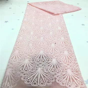 

African Lace Fabric 2020 yellow High Quality Lace Material With Sequins Green Nigerian Lace Fabrics For Wedding Dress pink