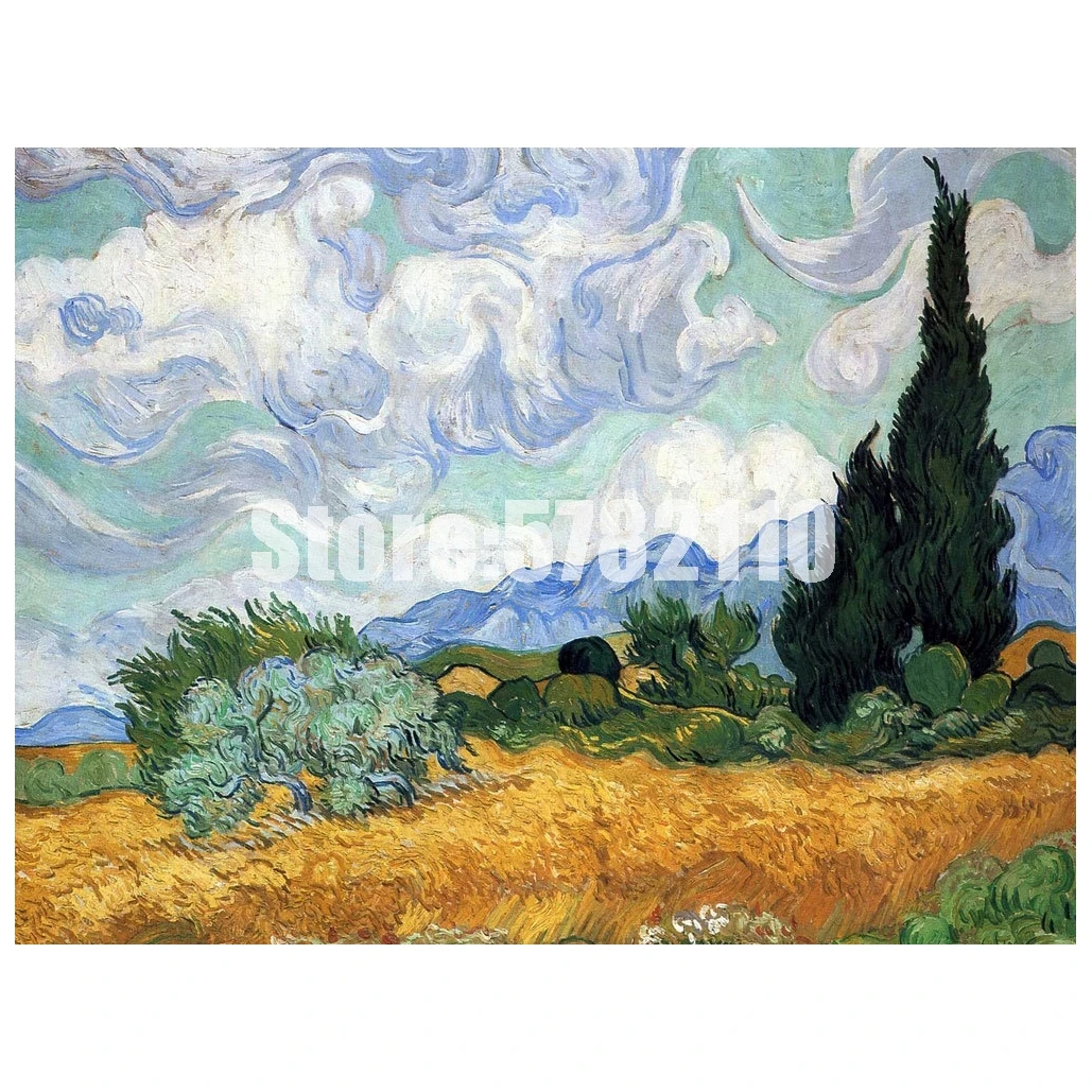 Wheat Fields with Cypresses 5D Diamond Mosaic Full Home Decor Embroidery DIY Painting Cross Stitch Van Gogh Needlework | Дом и сад