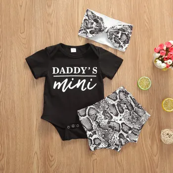 

2020 Summer Baby Girls Sets Letter Printing Bodysuits, Shorts Headwear