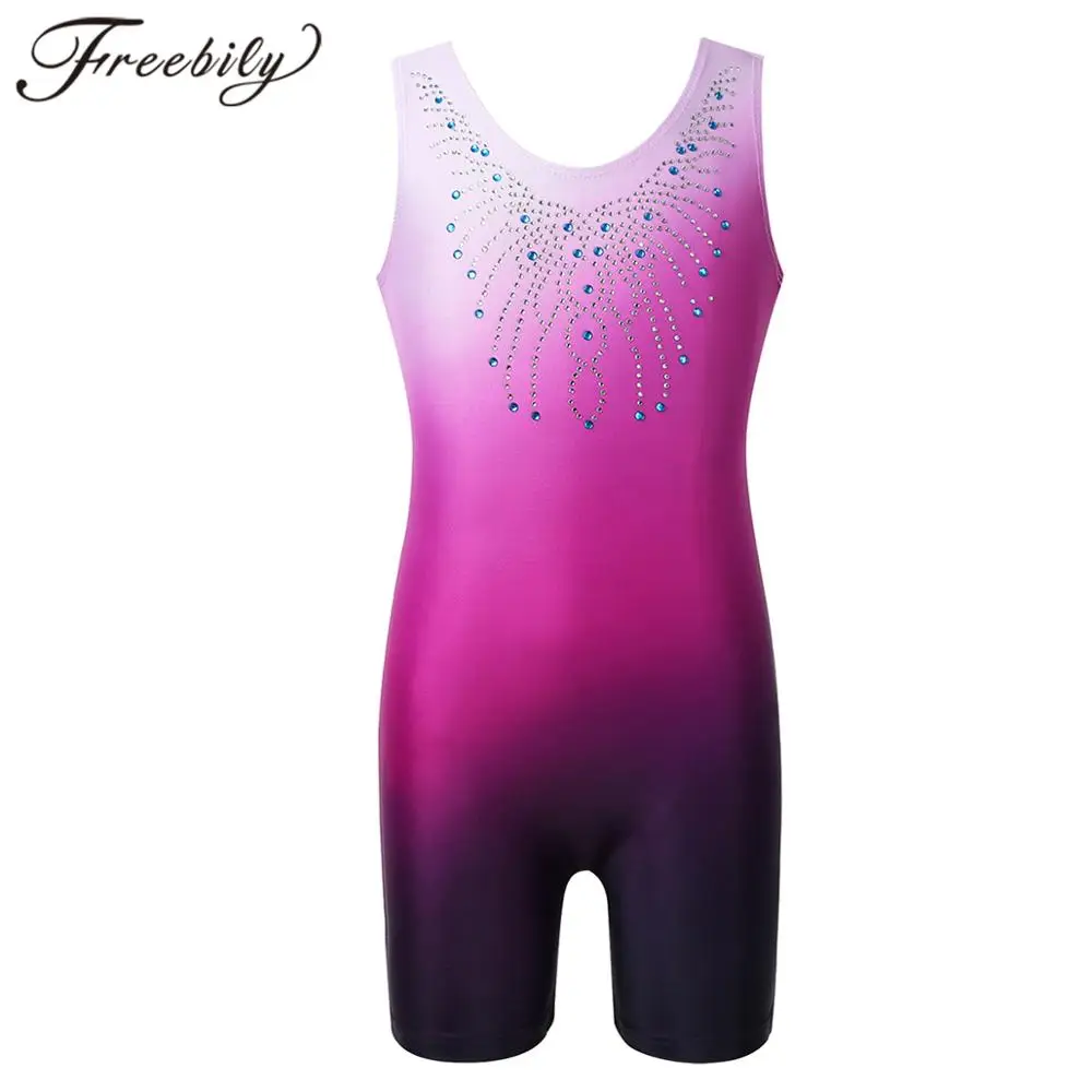 BAOHULU Gymnastics Leotard Girls Gradient Color Shiny Diamond Ballet 