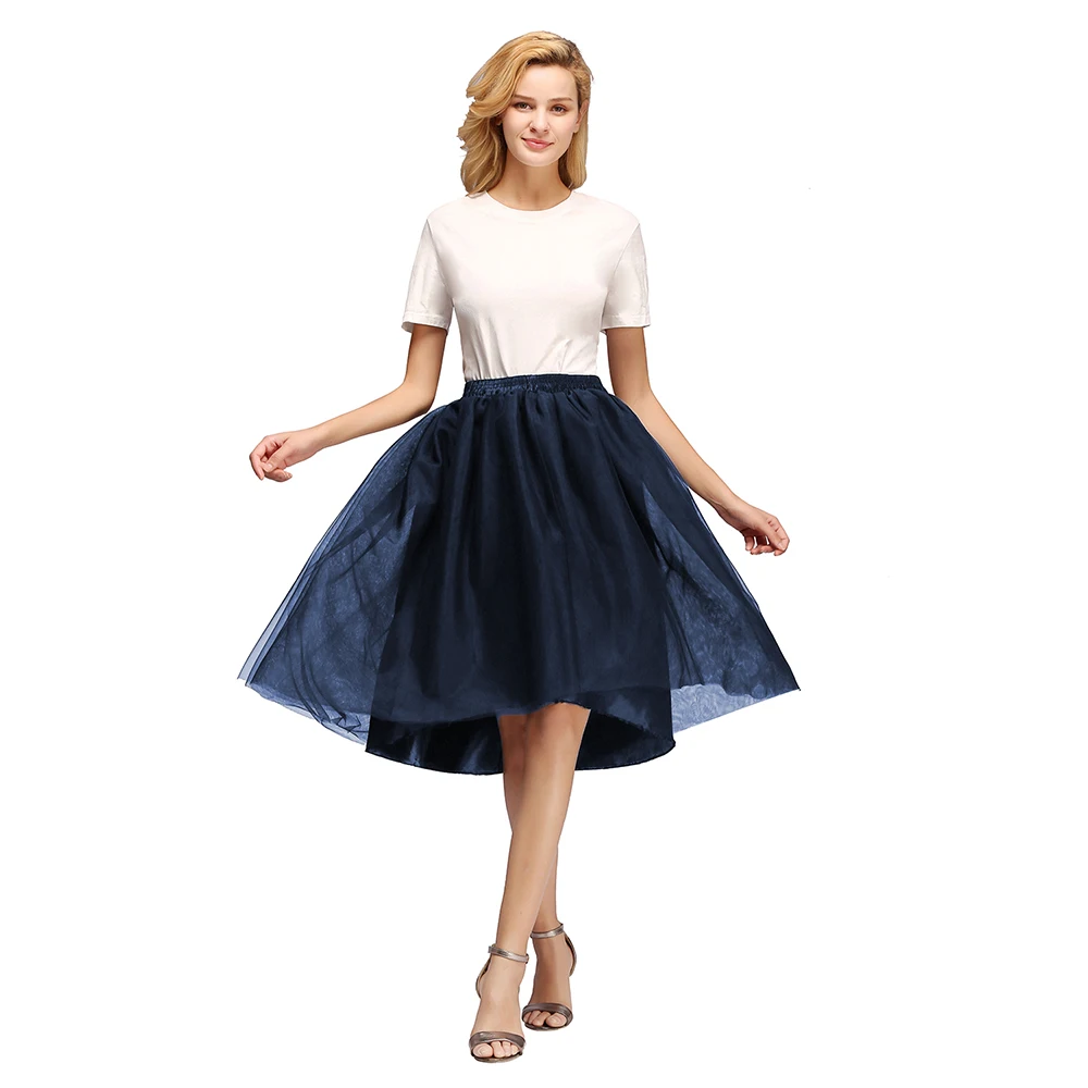 Navy Blue Черная короткая юбка из тюля, свадебное платье, Нижняя юбка, свадебная кринолиновая многослойная Женская балетная юбка, свадебные аксессуары - Цвет: Navy Blue