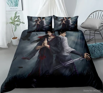 

Black NARUTO 3D Cartoon Bedding Set Adult Kids Elegant Bed Linen Cover Pillowcase Duvet Cover Single Double Bedroom Decoration