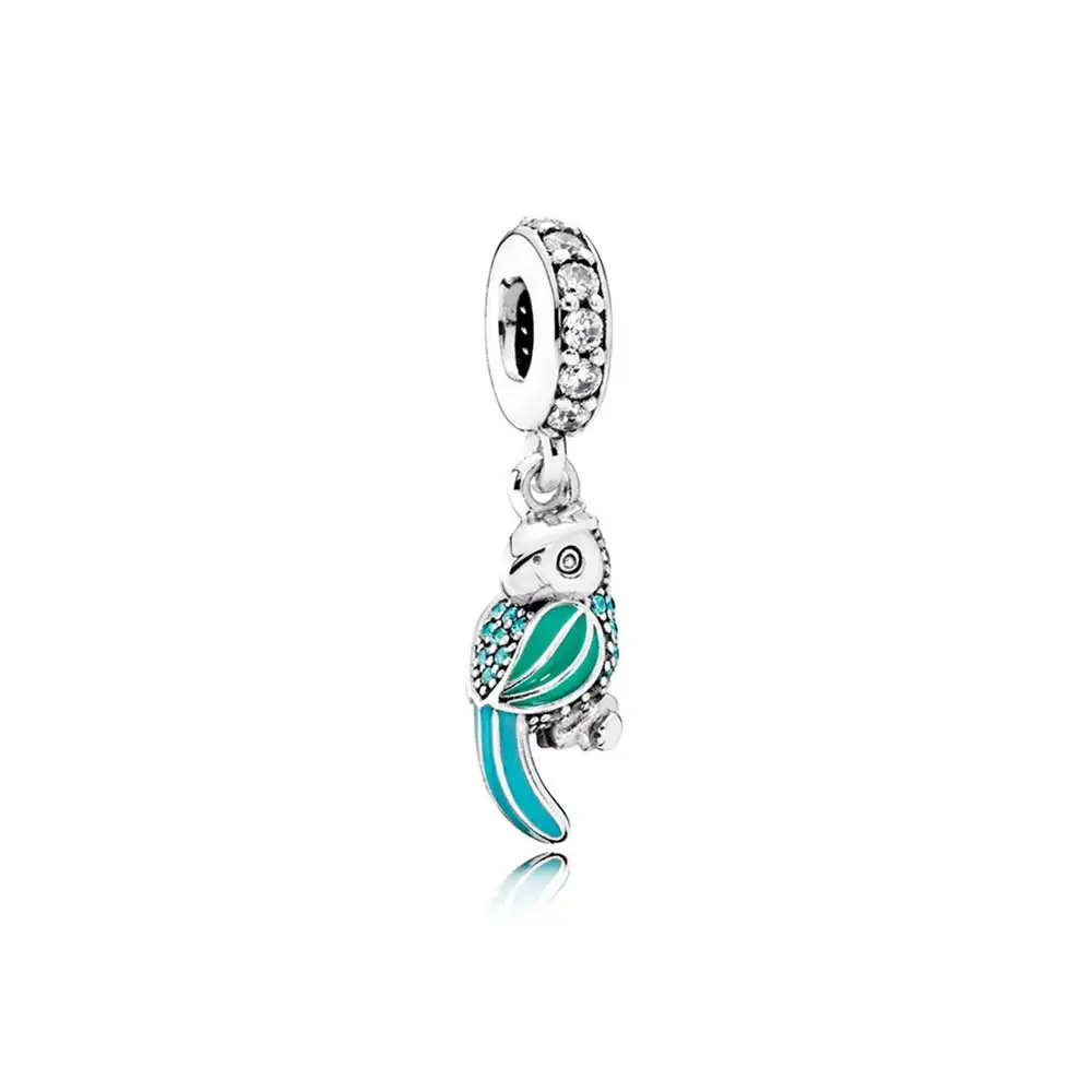 PDB DZ 12 925 Silver Original Pendant Clover Dress Hang Charmtropical Parrot Fringe High Light Penadnt Jewerly - Цвет камня: 791903ENMX