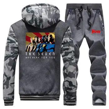 

The Boys The Seven Jacket Men 2019 Winter Superhero Sweatshirt+Sweatpants 2 Piece Sets New Brand Male Clothes Suit Sports Pants