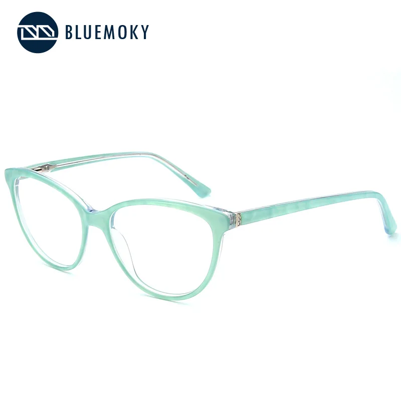 BLUEMOKY очки по рецепту, оправа для женщин, оптические очки для близорукости, очки кошачий глаз, женские дизайнерские оптические оправы BT7007E - Цвет оправы: 001