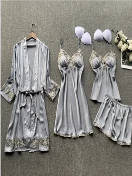 

Women's Pajamas Imitation silk satin Sleepwear Home Clothes pajamas set Nightgown Tracksuit
