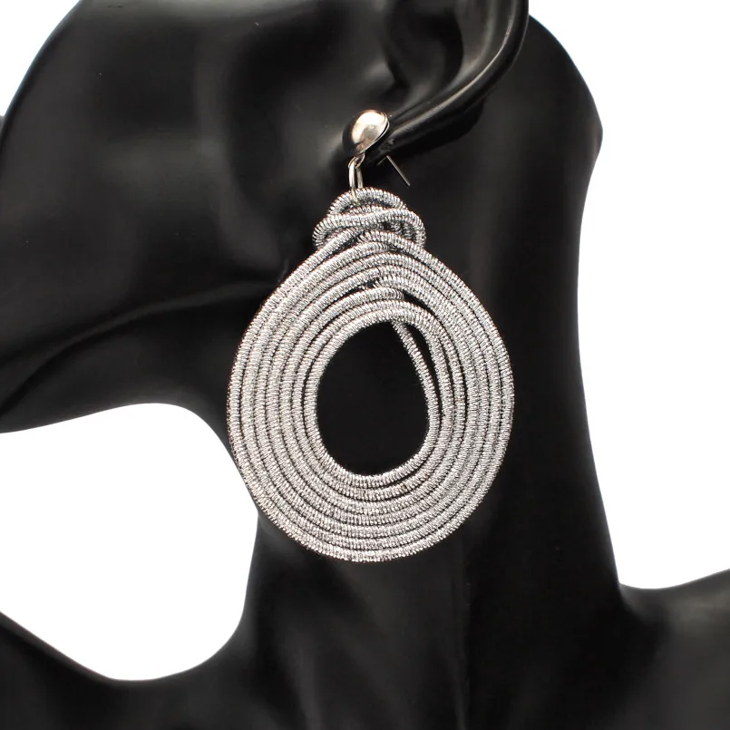 MANILAI, богемные, сплав, спиральные, круглые, массивные серьги для женщин, Ретро стиль, металлические Висячие серьги, модные ювелирные изделия - Окраска металла: Silver 1258