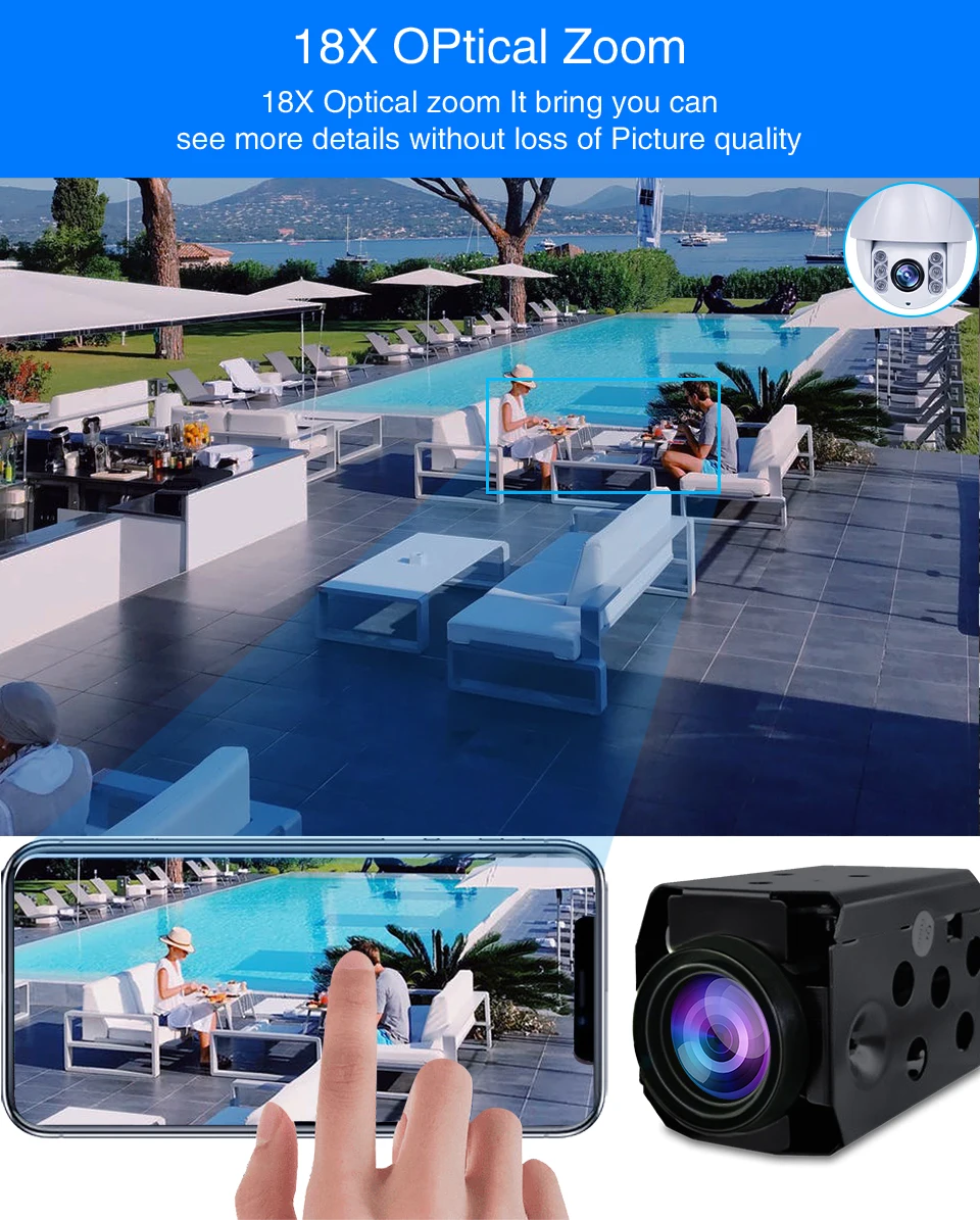 1080P ip камера ptz 18X Zoom cctv ip камера s модуль Onvif H.264 видео наблюдение сетевой блок камеры модуль для БПЛА videcam